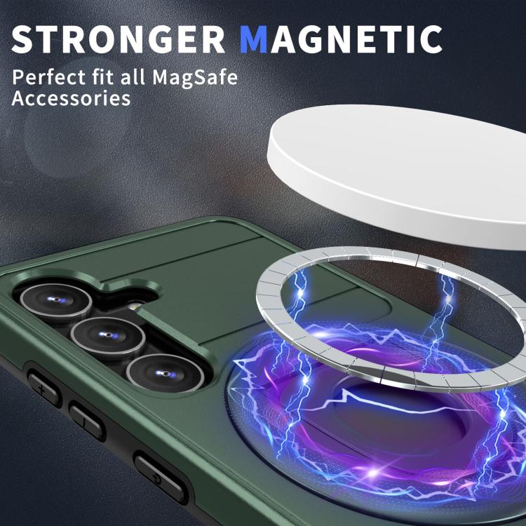 For Samsung Galaxy S24+ 5G Armor MagSafe Ring Holder Phone Case(Deep Green) by buy2fix