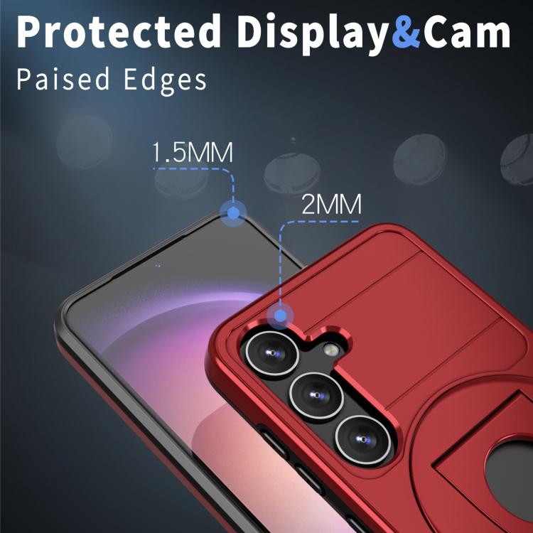 For Samsung Galaxy S24+ 5G Armor MagSafe Ring Holder Phone Case(Red) by buy2fix