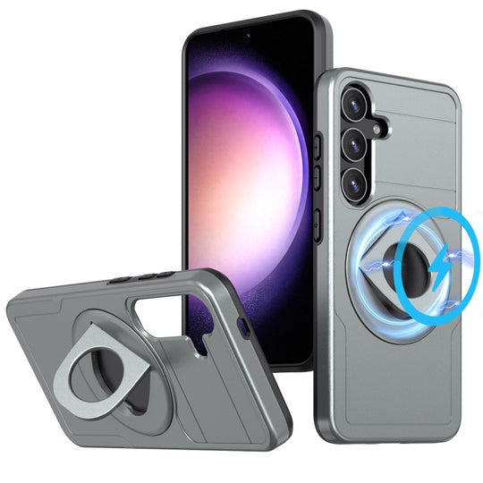 For Samsung Galaxy S24+ 5G Armor MagSafe Ring Holder Phone Case(Titanium Grey)