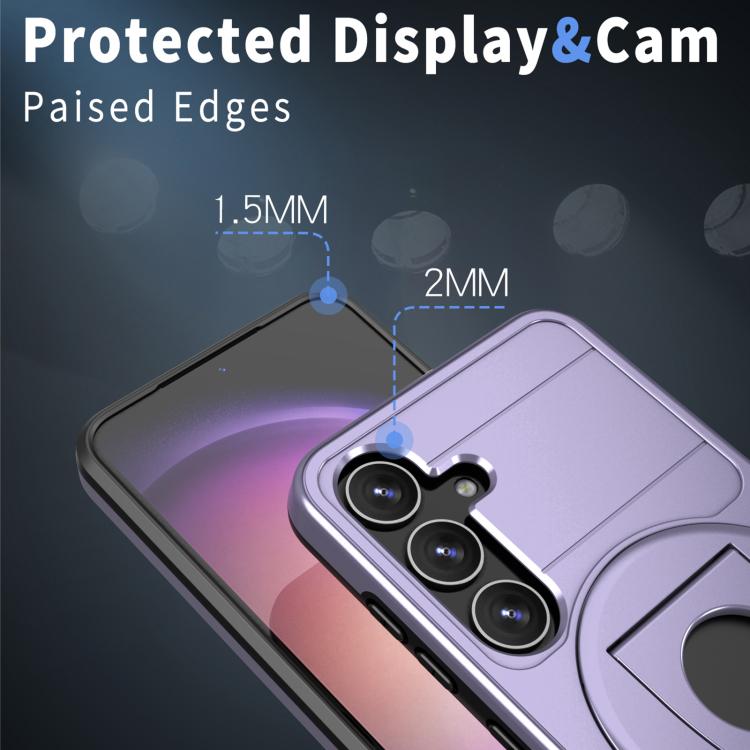 For Samsung Galaxy S24 5G Armor MagSafe Ring Holder Phone Case(Puple) by buy2fix