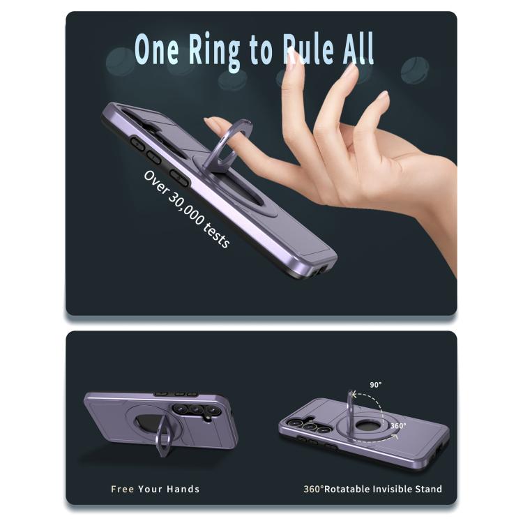 For Samsung Galaxy S24 5G Armor MagSafe Ring Holder Phone Case(Puple) by buy2fix