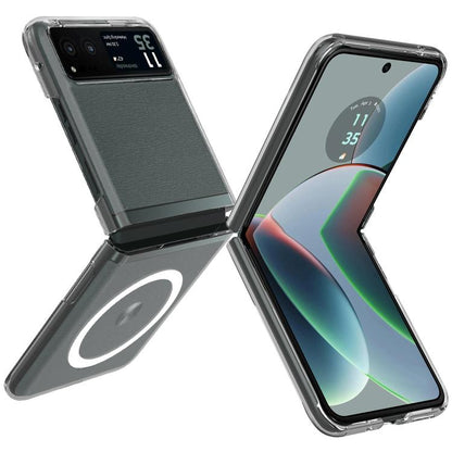For Motorola Razr+ 2023 Scratchproof PC Transparent MagSafe Phone Case by buy2fix