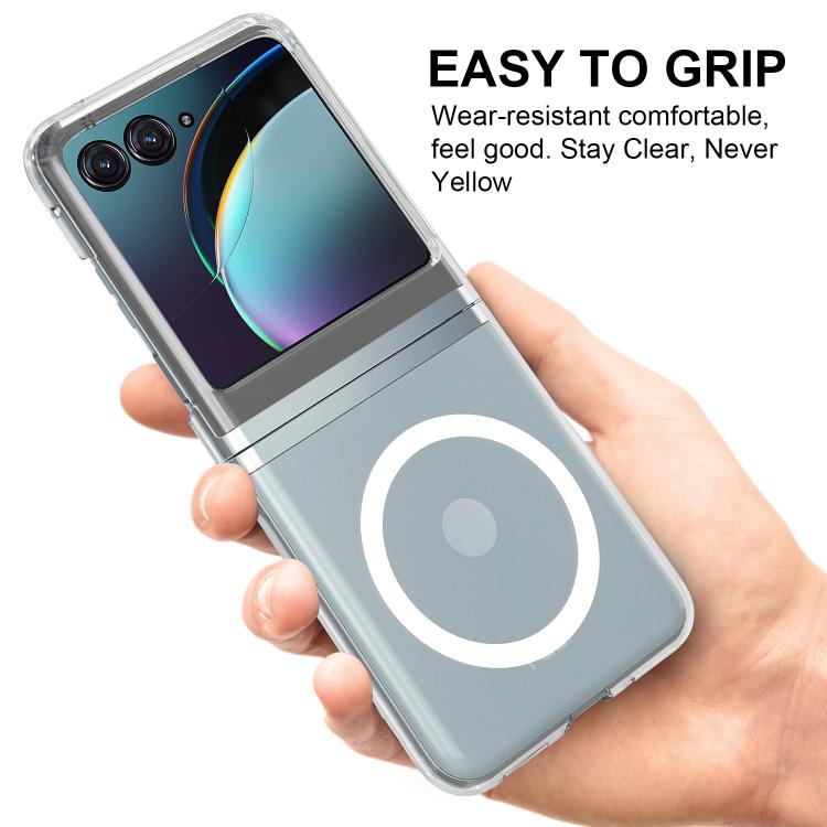 For Motorola Razr 50 / Razr 2024 Scratchproof PC Transparent MagSafe Phone Case by buy2fix