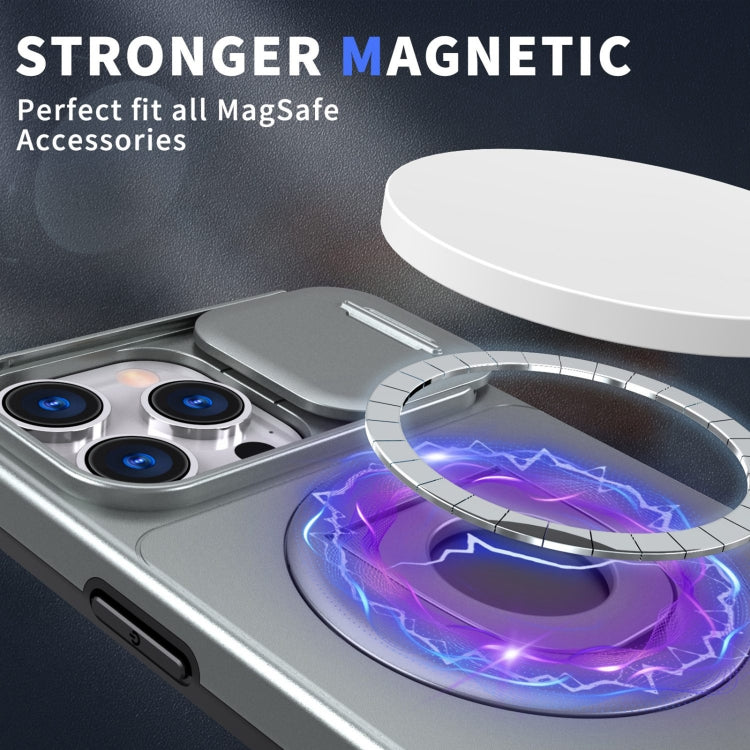 For iPhone 15 Pro Max Camshield MagSafe Ring Holder Armor Phone Case(Titanium Grey) by buy2fix