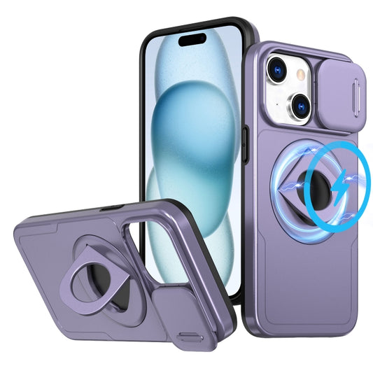 For iPhone 15 Camshield MagSafe Ring Holder Armor Phone Case(Purple) - iPhone 15 Cases by buy2fix | Online Shopping UK | buy2fix