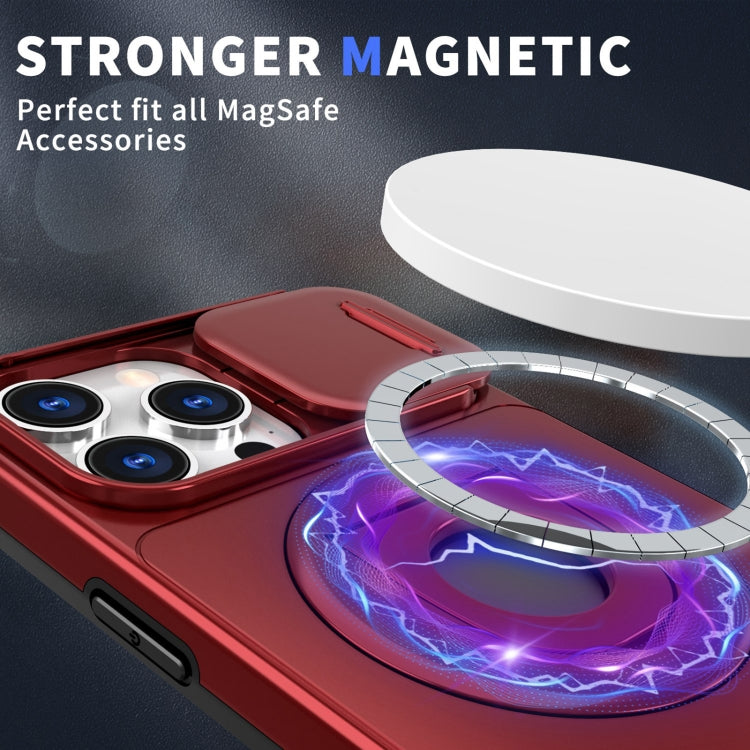 For iPhone 14 Plus Camshield MagSafe Ring Holder Armor Phone Case(Red) - iPhone 14 Plus Cases by buy2fix | Online Shopping UK | buy2fix