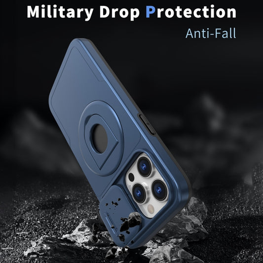 For iPhone 13 Camshield MagSafe Ring Holder Armor Phone Case(Blue) by buy2fix