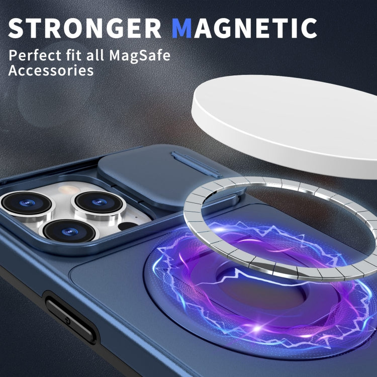 For iPhone 12 Pro Max Camshield MagSafe Ring Holder Armor Phone Case(Blue) by buy2fix