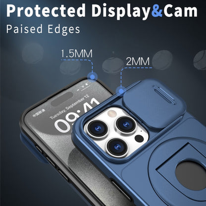 For iPhone 12 Pro Max Camshield MagSafe Ring Holder Armor Phone Case(Blue) by buy2fix
