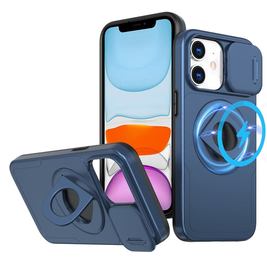 For iPhone 11 Camshield MagSafe Ring Holder Armor Phone Case(Blue) - iPhone 11 Cases by buy2fix | Online Shopping UK | buy2fix