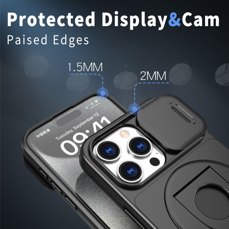 For iPhone 12 Pro Camshield MagSafe Ring Holder Armor Phone Case(Black) by buy2fix