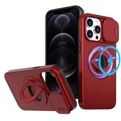 For iPhone 12 Pro Camshield MagSafe Ring Holder Armor Phone Case(Red) by buy2fix