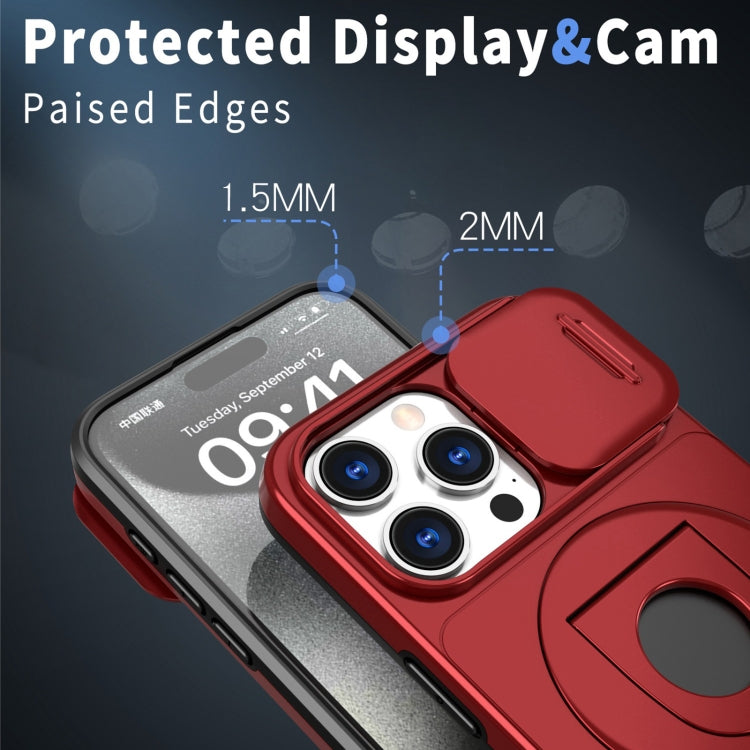 For iPhone 12 Pro Camshield MagSafe Ring Holder Armor Phone Case(Red) by buy2fix