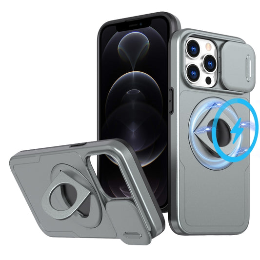 For iPhone 12 Pro Camshield MagSafe Ring Holder Armor Phone Case(Titanium Grey) by buy2fix