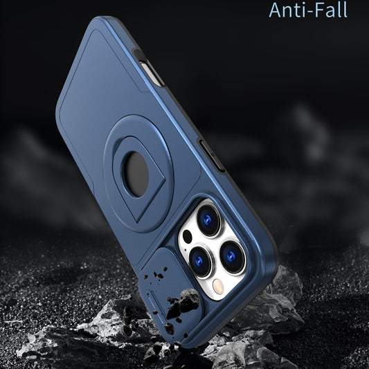 For iPhone 16 Pro Max Camshield MagSafe Ring Holder Armor Phone Case(Blue) by buy2fix