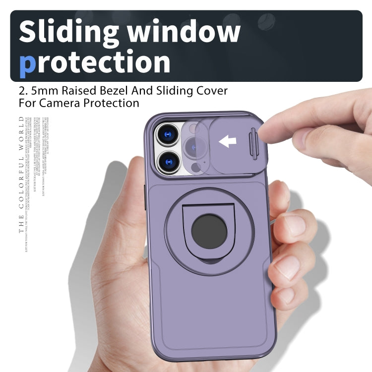 For iPhone 16 Pro Camshield MagSafe Ring Holder Armor Phone Case(Purple) - iPhone 16 Pro Cases by buy2fix | Online Shopping UK | buy2fix