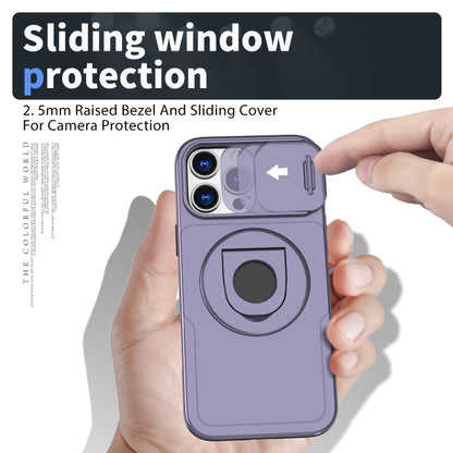 For iPhone 16 Pro Camshield MagSafe Ring Holder Armor Phone Case(Purple) - iPhone 16 Pro Cases by buy2fix | Online Shopping UK | buy2fix