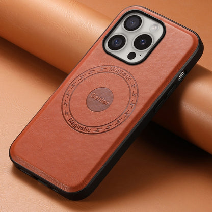For iPhone 16 Pro Max Denior Cowhide Texture Leather MagSafe Phone Case(Brown) - iPhone 16 Pro Max Cases by Denior | Online Shopping UK | buy2fix