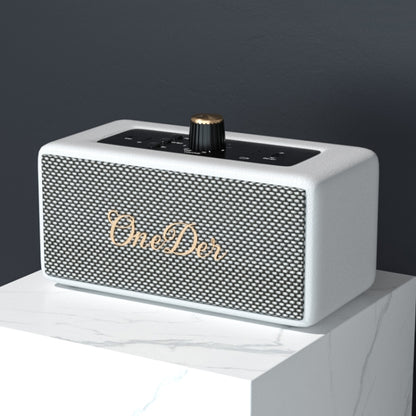 Oneder D3 Retro Leather Casing 30W Dual Units Wireless Bluetooth Speaker(White) - Desktop Speaker by OneDer | Online Shopping UK | buy2fix