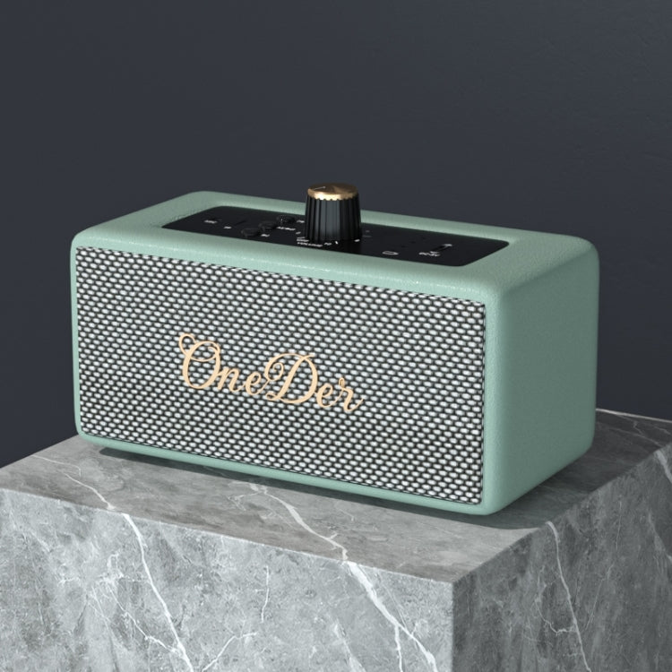 Oneder D3 Retro Leather Casing 30W Dual Units Wireless Bluetooth Speaker(Cyan) - Desktop Speaker by OneDer | Online Shopping UK | buy2fix