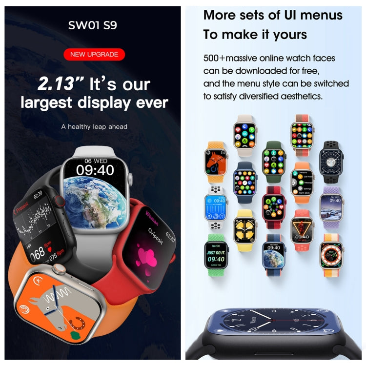 WIWU SW01 S9 2.1 inch IPS Screen IP68 Waterproof Bluetooth Smart Watch(Black) - Smart Watches by WIWU | Online Shopping UK | buy2fix