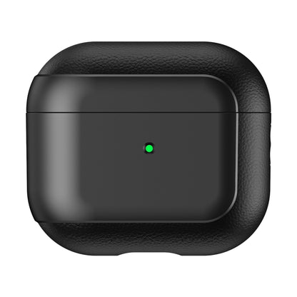 For AirPods 3 Electroplated Leather Texture Wireless Earphones Protective Case(Black) - For AirPods 3 by buy2fix | Online Shopping UK | buy2fix