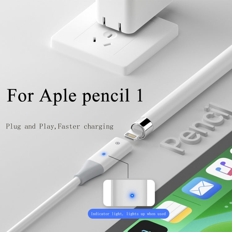 For Apple Pencil 1 USB to 8 Pin Stylus Charging Cable with Indicator Light, Length:0.5m(White) - Pencil Accessories by buy2fix | Online Shopping UK | buy2fix