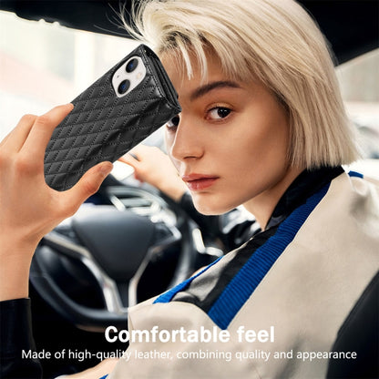 For iPhone 14 Zipper Multi-Card Wallet Rhombic Leather Phone Case(Black) - iPhone 14 Cases by buy2fix | Online Shopping UK | buy2fix