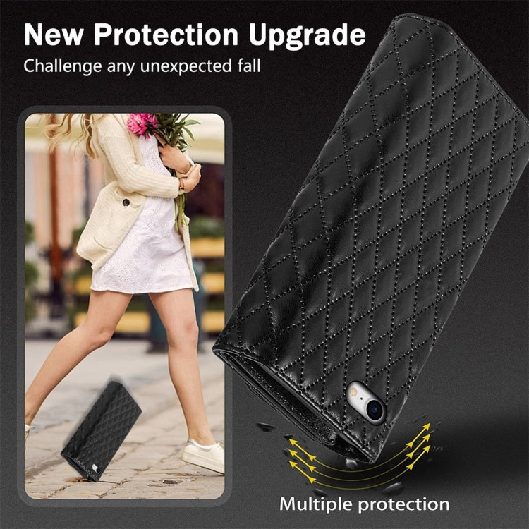 For iPhone 7 Plus / 8 Plus Zipper Multi-Card Wallet Rhombic Leather Phone Case(Black) - More iPhone Cases by buy2fix | Online Shopping UK | buy2fix