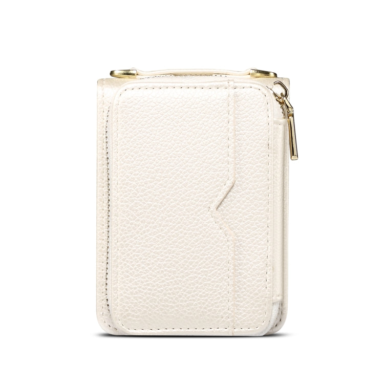 For Samsung Galaxy Z Flip5 Folding Leather Phone Case with Long Lanyard(White) - Galaxy Z Flip5 Cases by buy2fix | Online Shopping UK | buy2fix