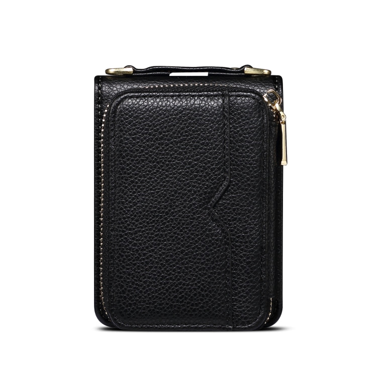 For Samsung Galaxy Z Flip4 Folding Leather Phone Case with Long Lanyard(Black) - Galaxy Z Flip4 5G Cases by buy2fix | Online Shopping UK | buy2fix