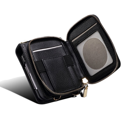 For Samsung Galaxy Z Flip4 Folding Leather Phone Case with Long Lanyard(Black) - Galaxy Z Flip4 5G Cases by buy2fix | Online Shopping UK | buy2fix