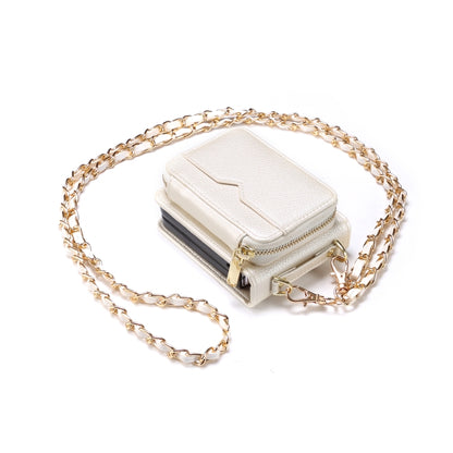 For Samsung Galaxy Z Flip3 Folding Leather Phone Case with Long Lanyard(White) - Galaxy Phone Cases by buy2fix | Online Shopping UK | buy2fix