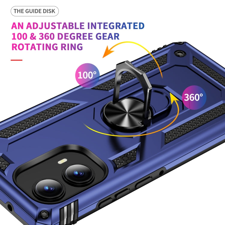 For Motorola Edge 2024 Shockproof TPU + PC Phone Case with Holder(Blue) by buy2fix