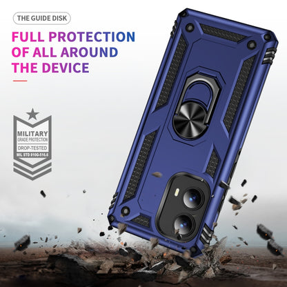 For Motorola Edge 2024 Shockproof TPU + PC Phone Case with Holder(Blue) by buy2fix