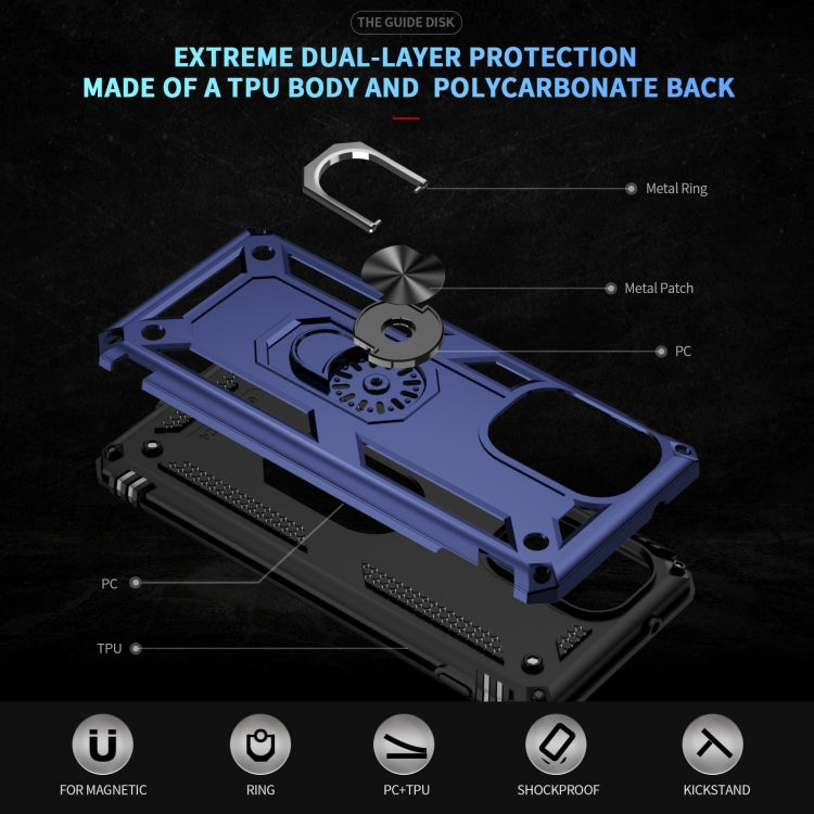 For Motorola Edge 2024 Shockproof TPU + PC Phone Case with Holder(Blue) by buy2fix