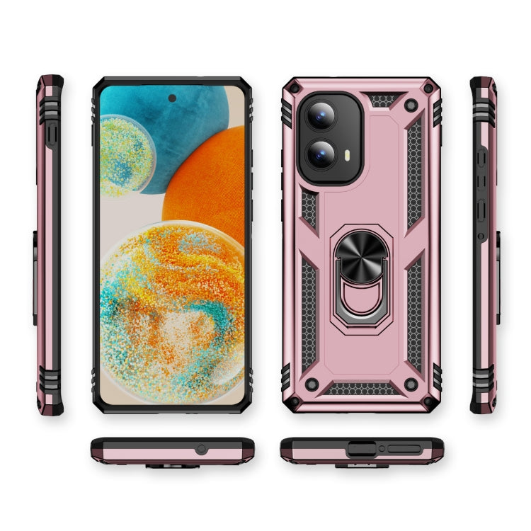 For Motorola Edge 2024 Shockproof TPU + PC Phone Case with Holder(Rose Gold) by buy2fix