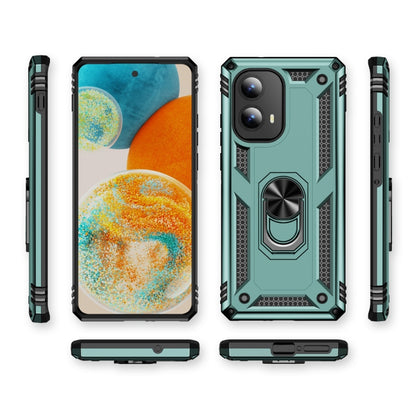 For Motorola Edge 2024 Shockproof TPU + PC Phone Case with Holder(Dark Green) by buy2fix