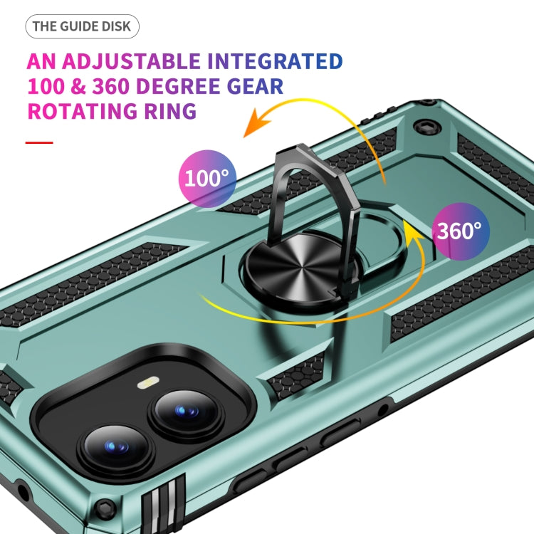 For Motorola Edge 2024 Shockproof TPU + PC Phone Case with Holder(Dark Green) by buy2fix