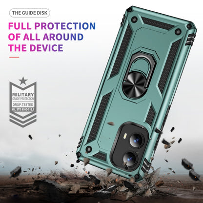 For Motorola Edge 2024 Shockproof TPU + PC Phone Case with Holder(Dark Green) by buy2fix