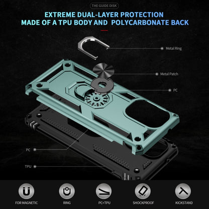 For Motorola Edge 2024 Shockproof TPU + PC Phone Case with Holder(Dark Green) by buy2fix