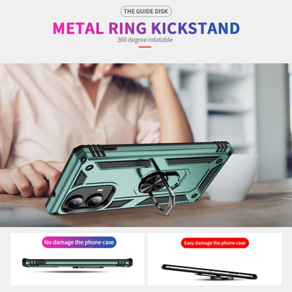 For Motorola Edge 2024 Shockproof TPU + PC Phone Case with Holder(Dark Green) by buy2fix