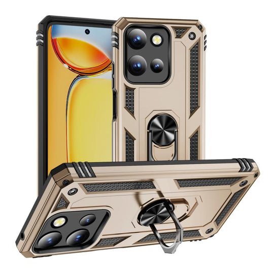 For Motorola Moto G 5G 2025 Shockproof TPU + PC Phone Case with Holder(Gold)