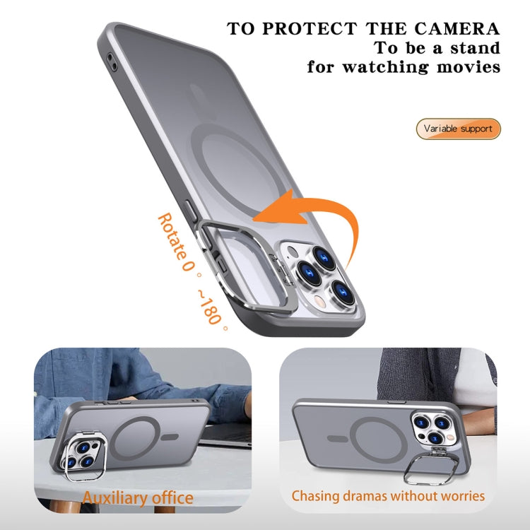 For iPhone 14 Pro Max Metal Invisible Camera Holder MagSafe Magnetic Phone Case(Grey) - iPhone 14 Pro Max Cases by buy2fix | Online Shopping UK | buy2fix