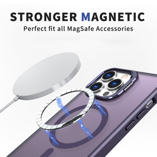 For iPhone 14 Pro Metal Invisible Camera Holder MagSafe Magnetic Phone Case(Purple) by buy2fix