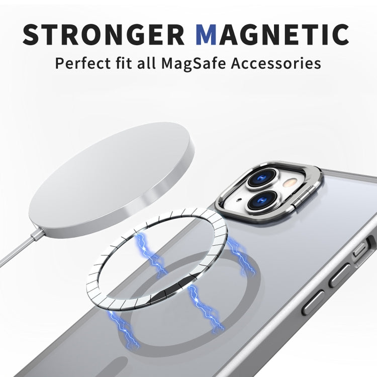 For iPhone 14 Metal Invisible Camera Holder MagSafe Magnetic Phone Case(Grey) - iPhone 14 Cases by buy2fix | Online Shopping UK | buy2fix