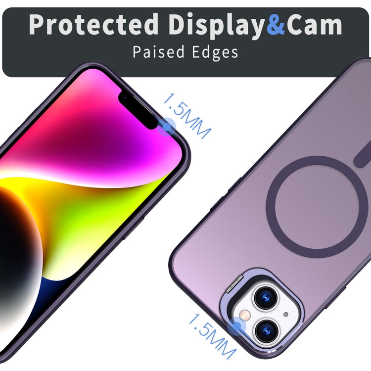 For iPhone 14 Metal Invisible Camera Holder MagSafe Magnetic Phone Case(Purple) by buy2fix