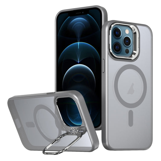 For iPhone 12 Pro Max Metal Invisible Camera Holder MagSafe Magnetic Phone Case(Grey) by buy2fix