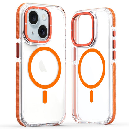 For iPhone 14 Plus Dual-Color Clear Acrylic Hybrid TPU MagSafe Phone Case(Orange) - iPhone 14 Plus Cases by buy2fix | Online Shopping UK | buy2fix