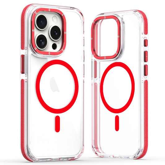 For iPhone 14 Pro Dual-Color Clear Acrylic Hybrid TPU MagSafe Phone Case(Red) - iPhone 14 Pro Cases by buy2fix | Online Shopping UK | buy2fix